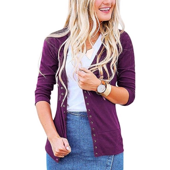 Sweaters - ❗️LAST❗️Must Have Knit Cardigan in Plum